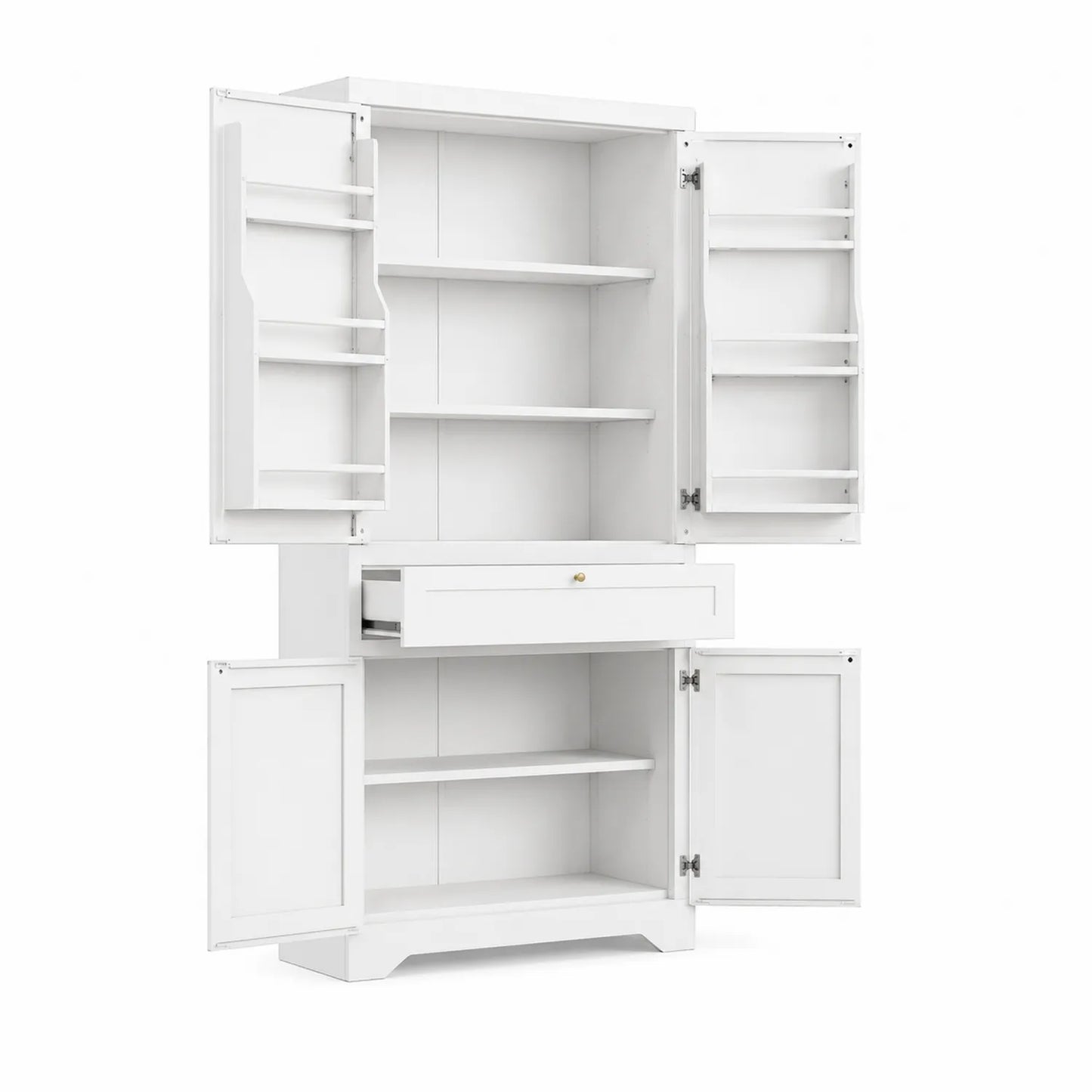 Armario de MDF Blanco con Estantes y Cajón