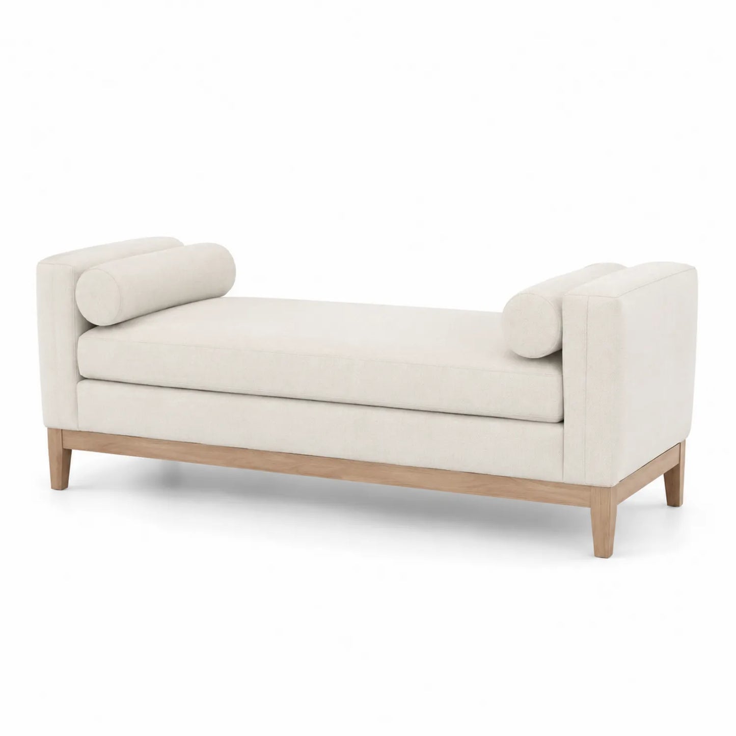 Banco de sala de madera con cojines cilíndricos Beige