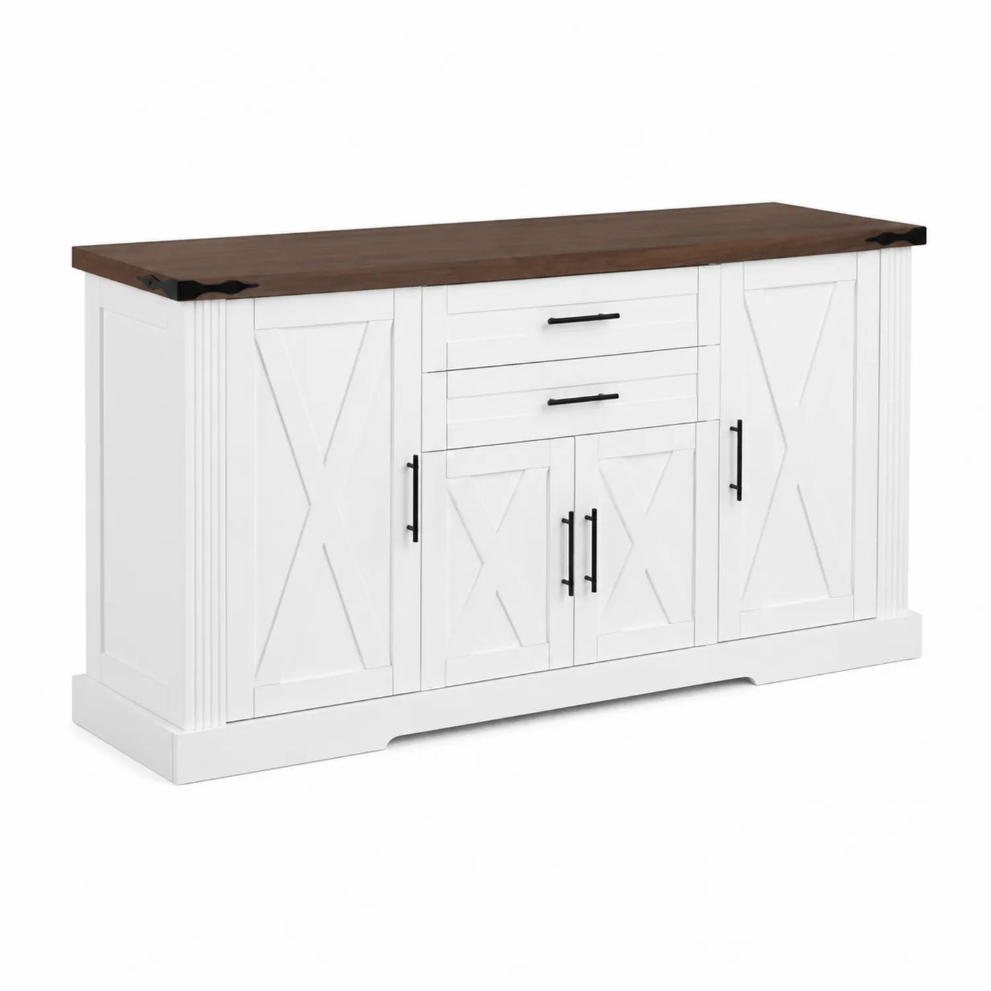 Aparador de Madera MDF Blanco con Acabado Marrón Oscuro