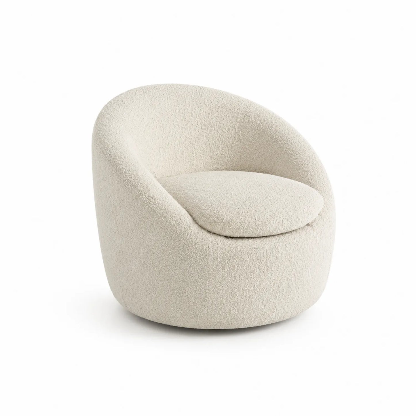 Silla giratoria de tela boucle color Crema 70x70x75 cm