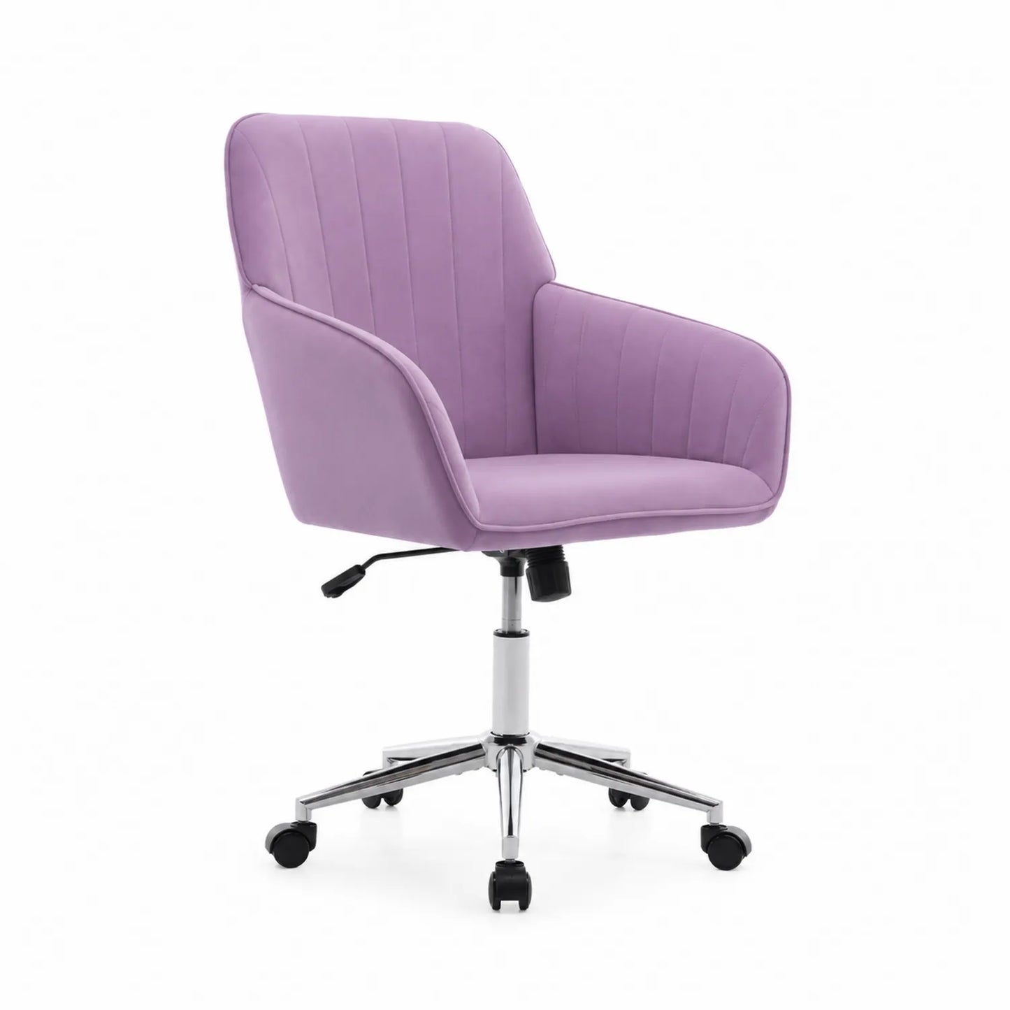 Silla de oficina de terciopelo con base metálica Violeta