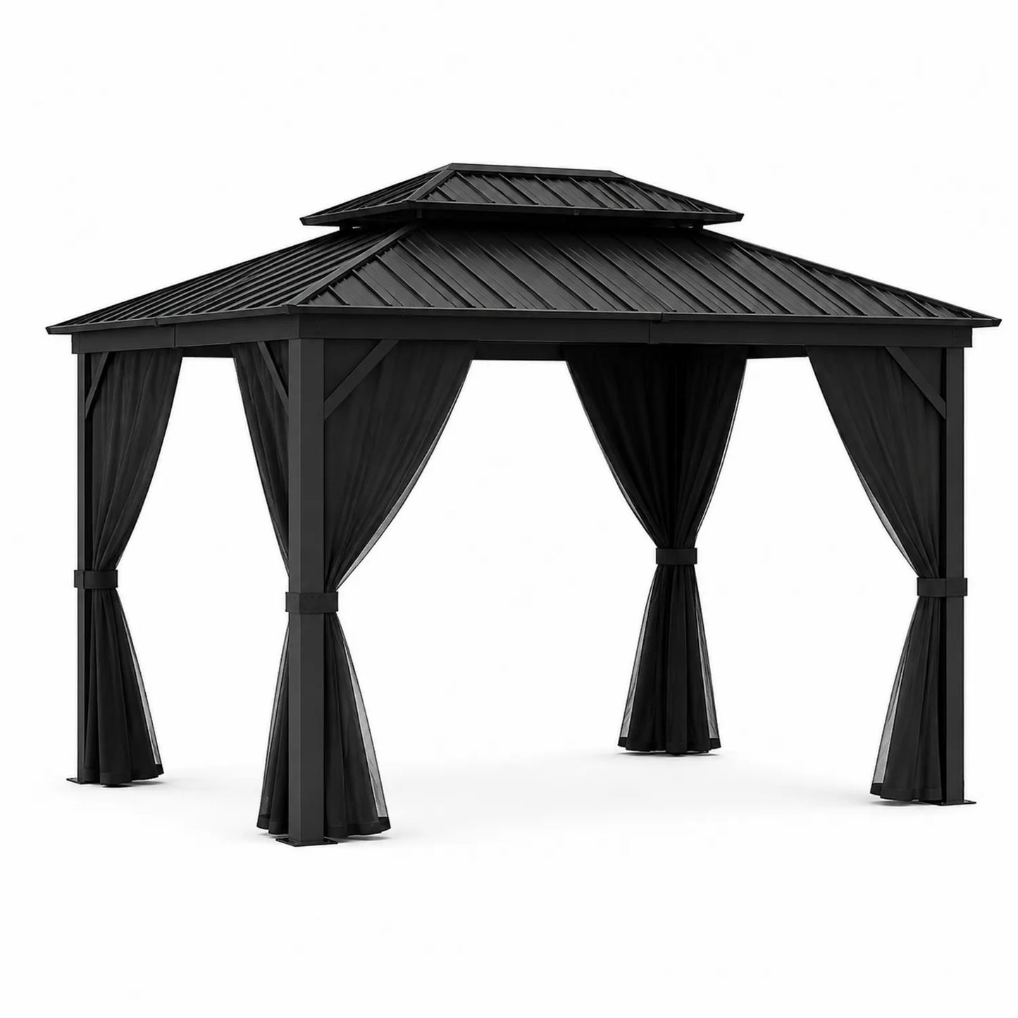 Pérgola de Aluminio con Cortinas de Poliéster 3x4 m