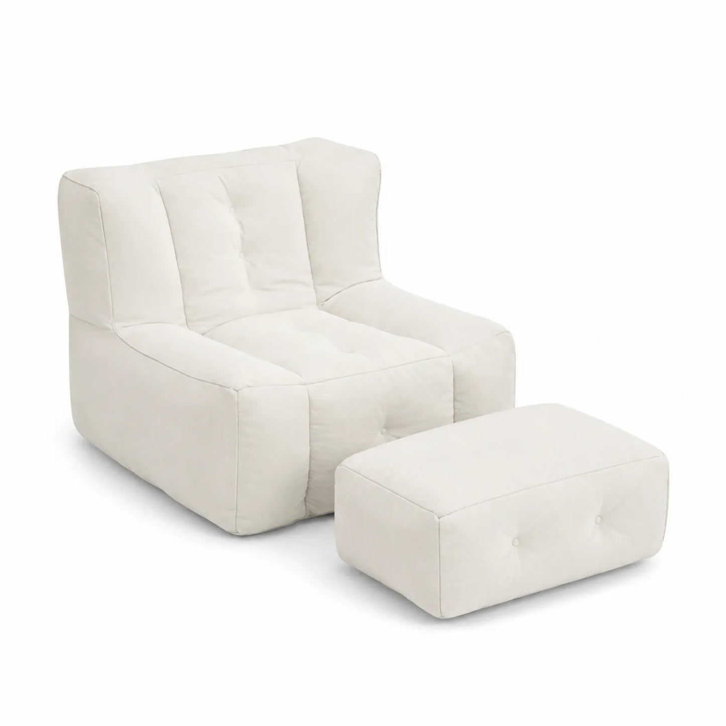 Set de Sillón y Reposapiés de Tela Beige