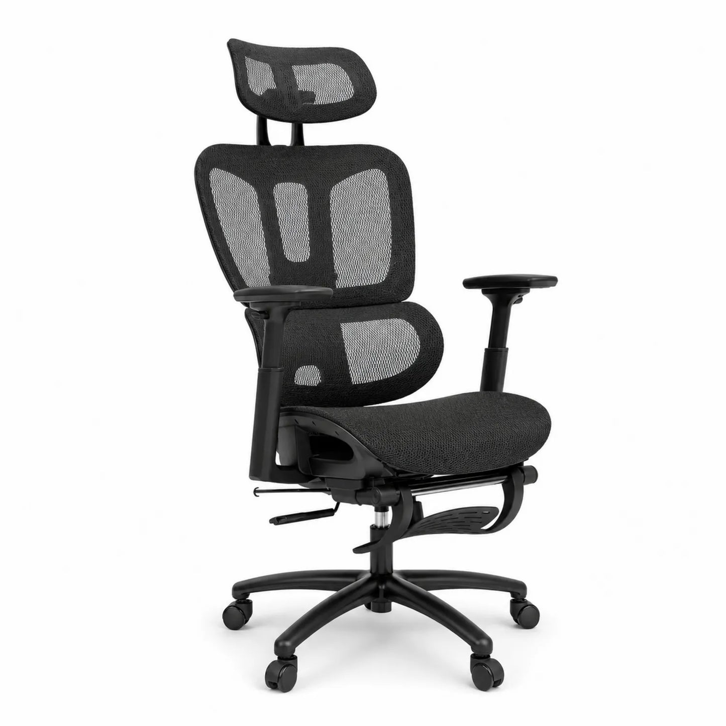 Silla de oficina ergonómica con respaldo de malla negra