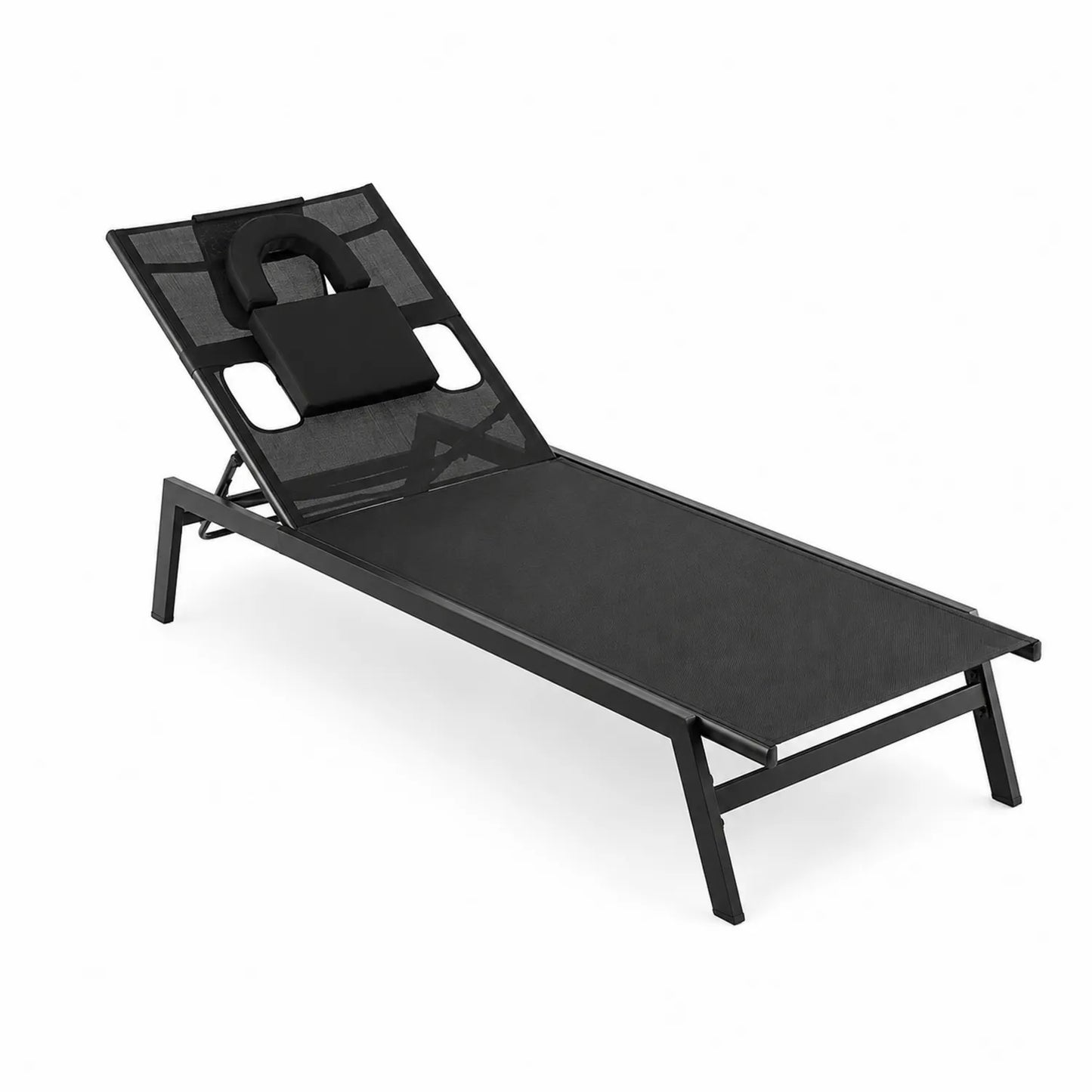 Tumbona de Aluminio Reclinable Negra