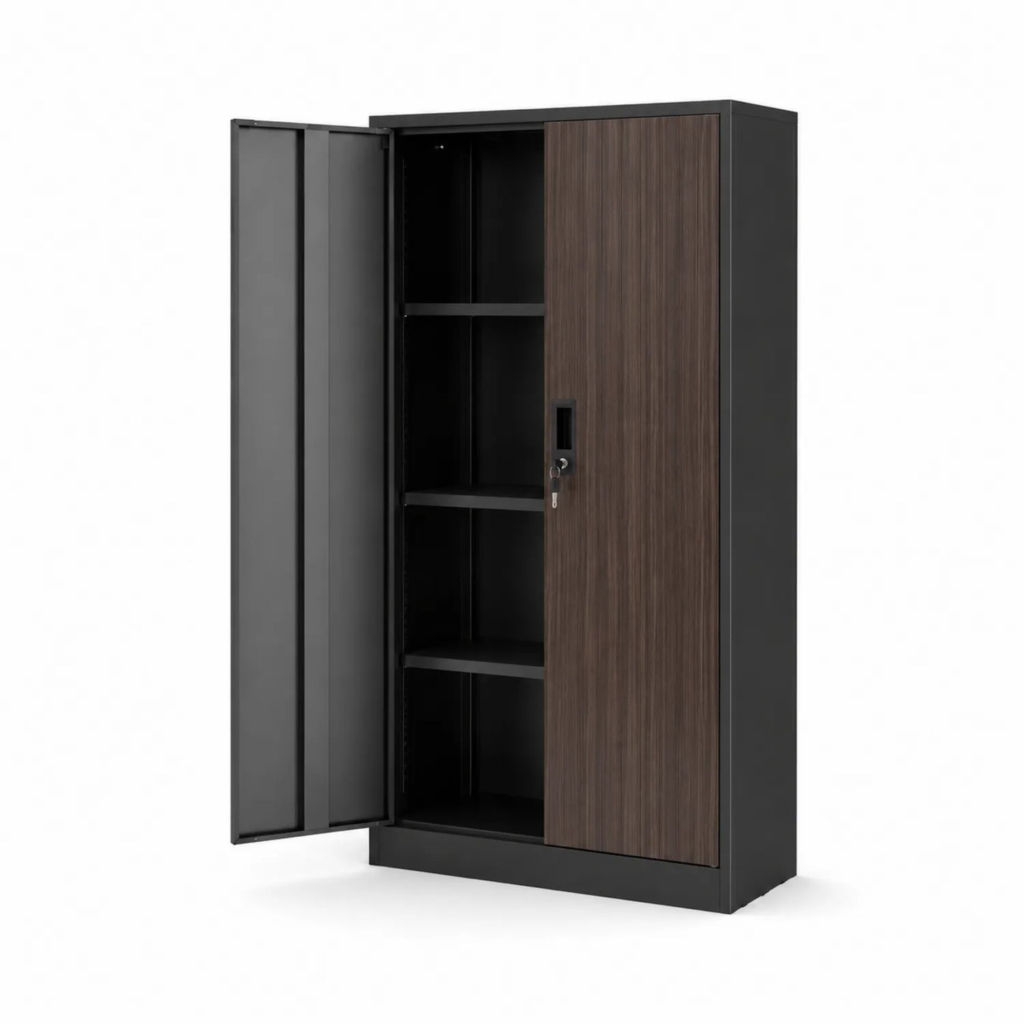 Armario de oficina con puertas correderas metal y MDF 180x90x40 cm