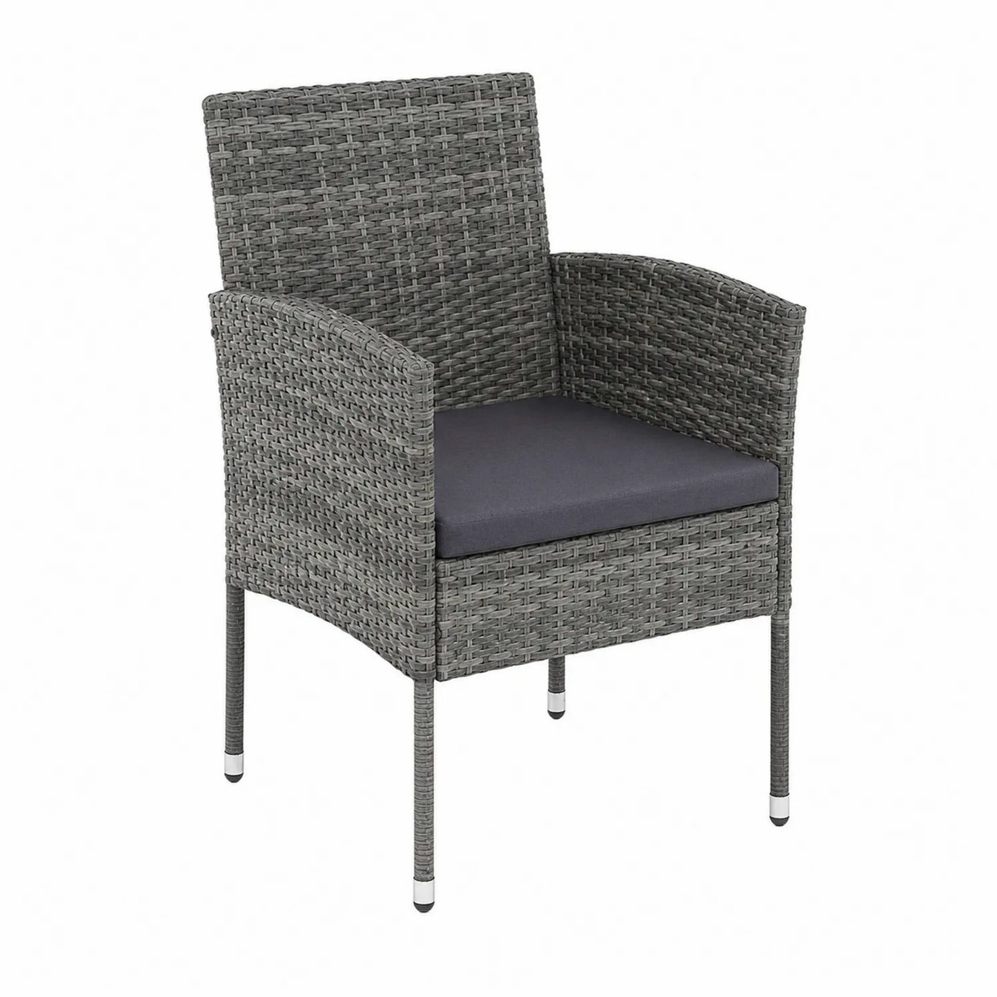 Silla de ratán sintético gris con cojín de poliéster