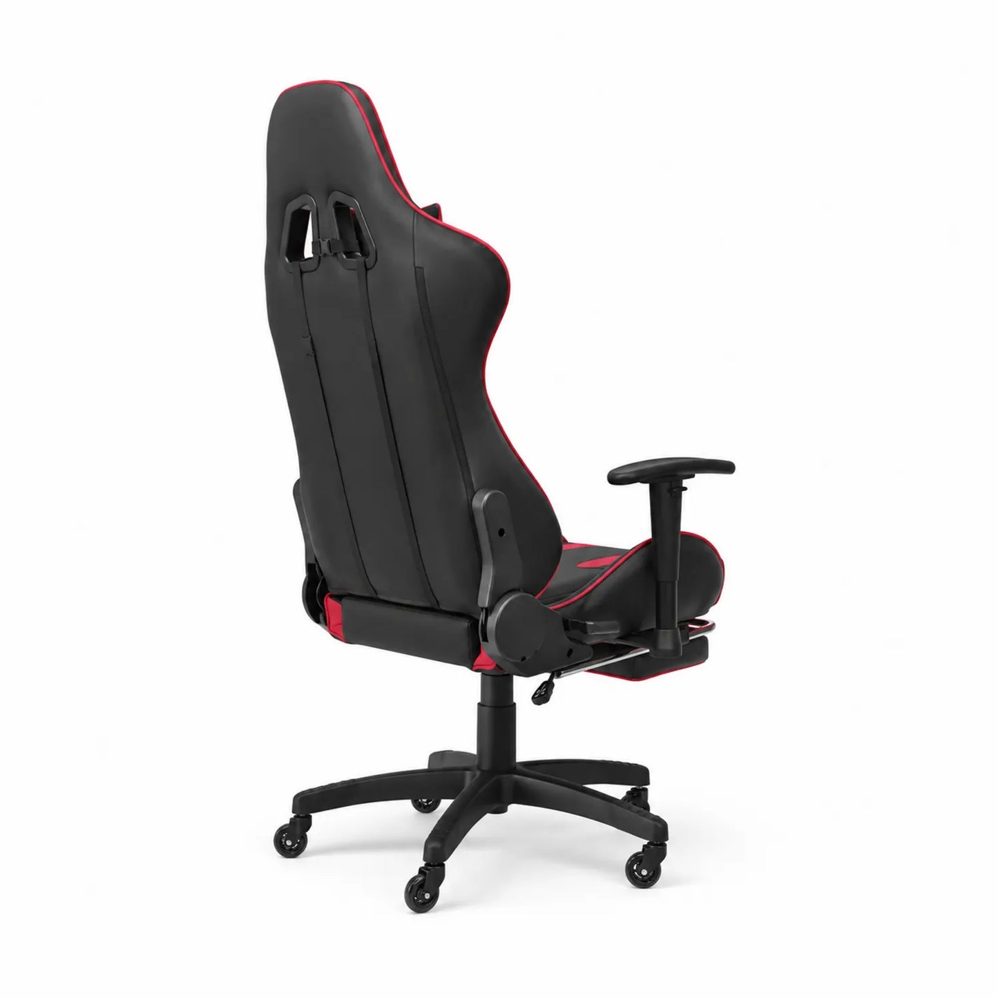 Silla ergonómica de PU negro y rojo con altura ajustable