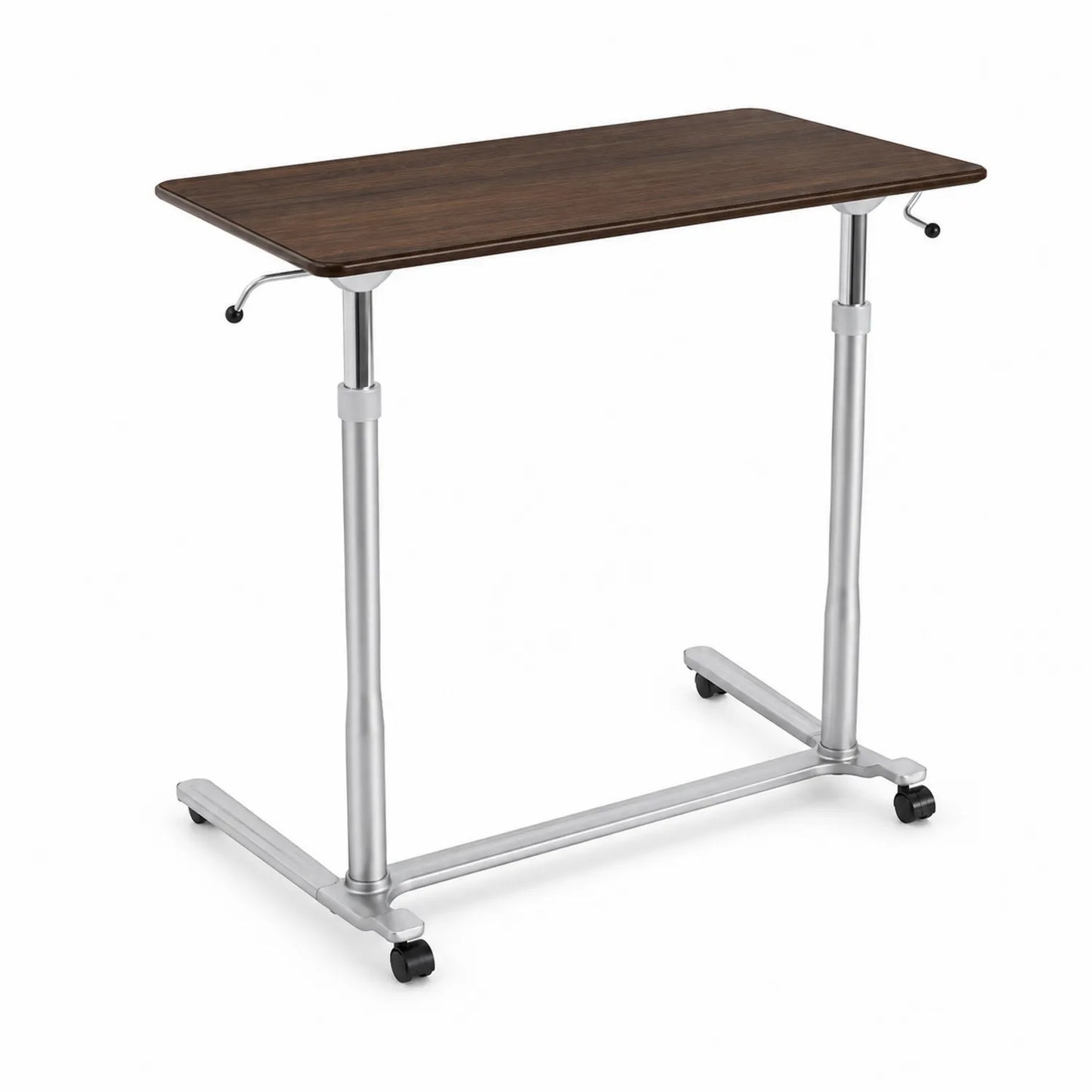 Mesa ajustable en altura de metal y madera con ruedas 80x40x70-90 cm