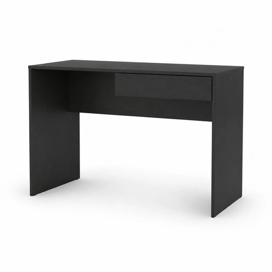 Escritorio de madera aglomerada con cajón negro 120x60x75 cm