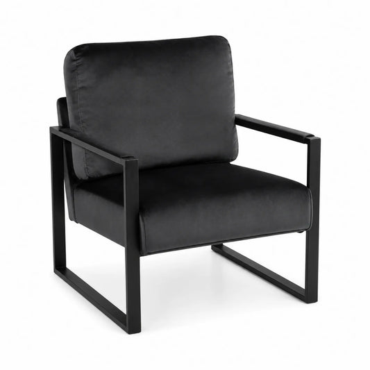 Sillón de Tela y Metal Negro
