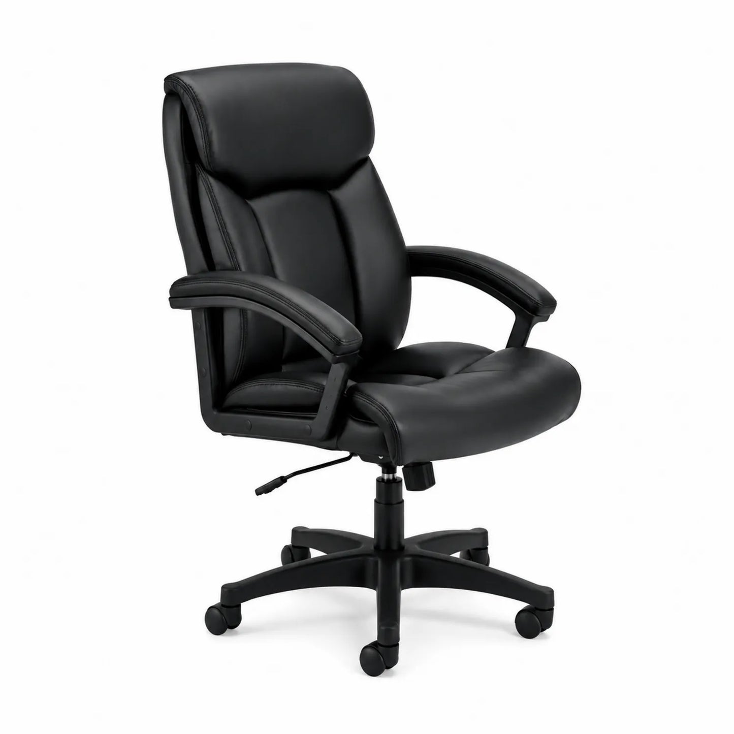 Silla de oficina giratoria de cuero sintético negro