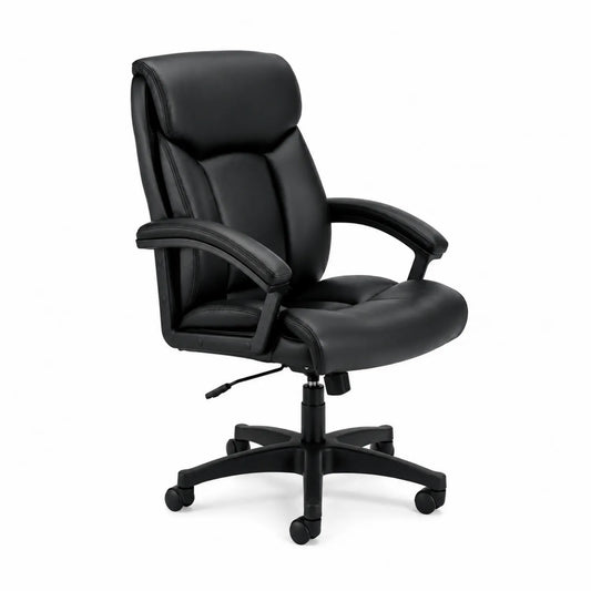 Silla de oficina giratoria de cuero sintético negro