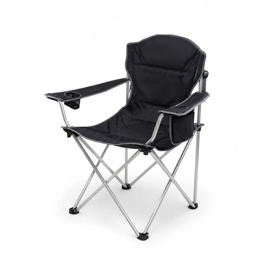 Silla plegable de poliéster y acero color Negro con portavasos