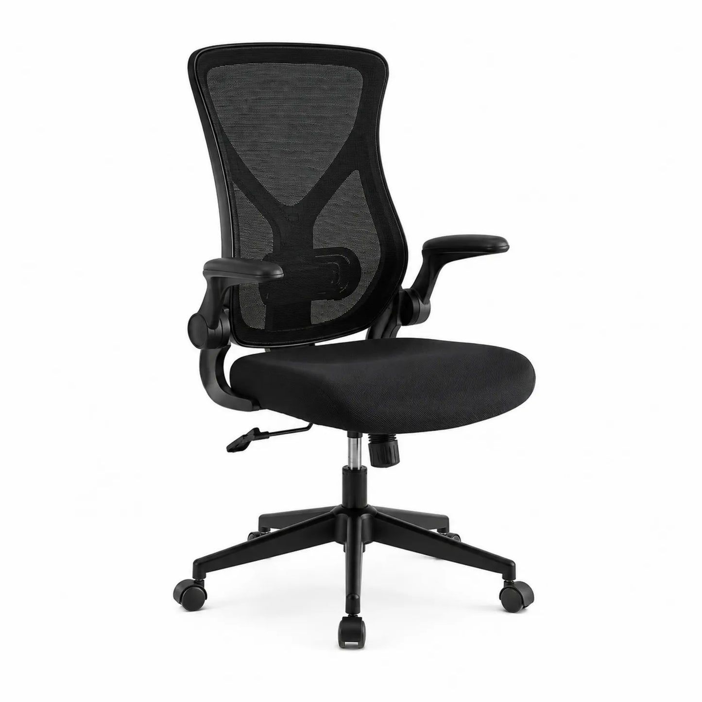 Silla de oficina negra con respaldo de malla y asiento ajustable