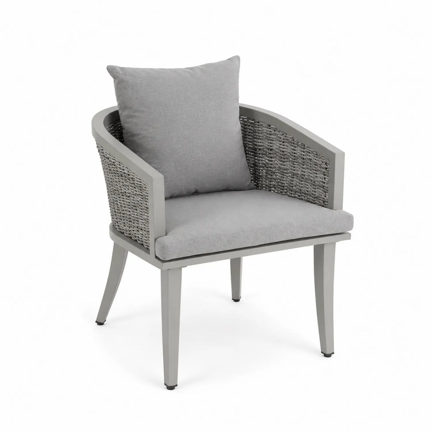 Silla de Aluminio y Ratán Sintético Gris con Cojín