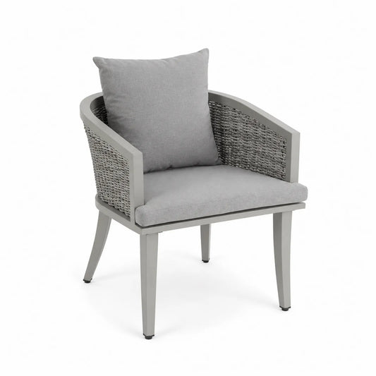 Silla de Aluminio y Ratán Sintético Gris con Cojín