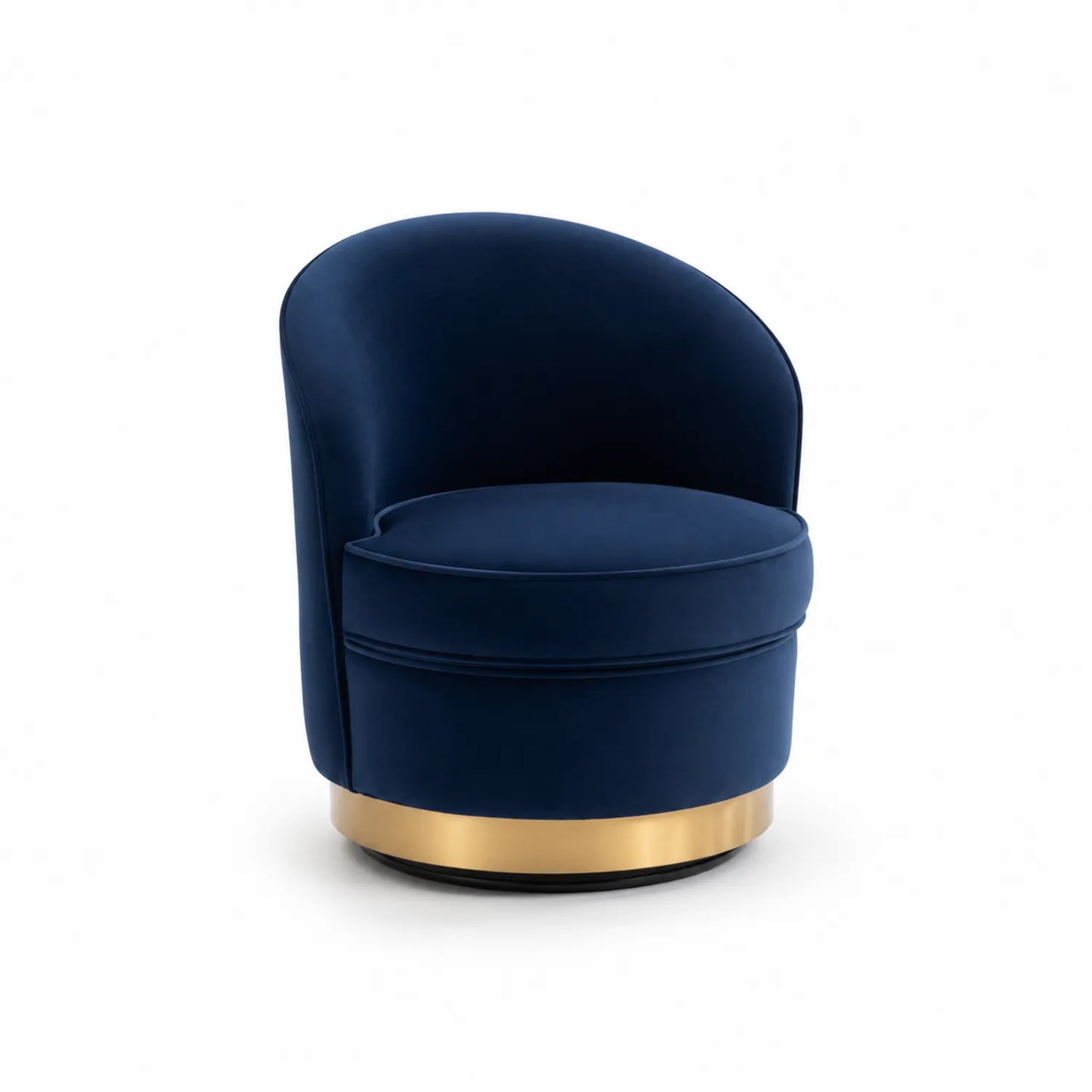 Silla giratoria de tela azul con base de metal