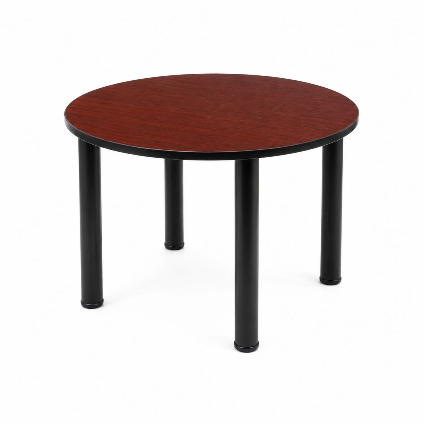 Mesa redonda de madera con patas de metal