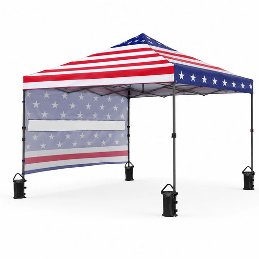 Carpa Plegable 3x3m de Poliéster Resistente con Diseño de Bandera de EE.UU.