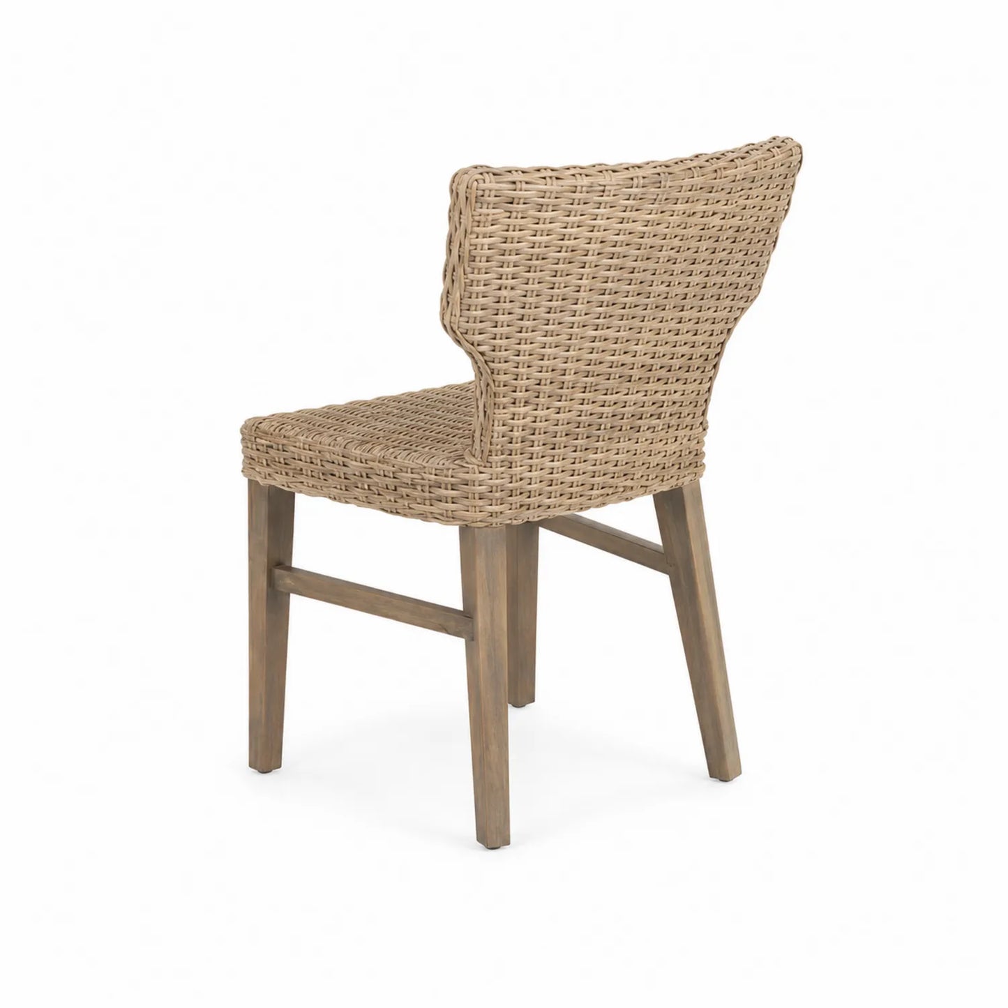 Silla de comedor de ratán sintético con patas de madera