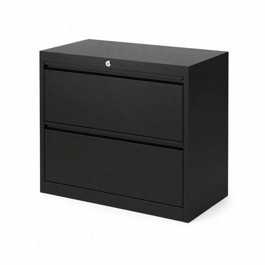 Archivador de metal negro con 2 cajones