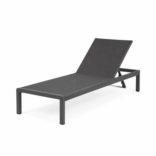 Tumbona de Exterior Ajustable de Aluminio y Tejido Sintético Gris