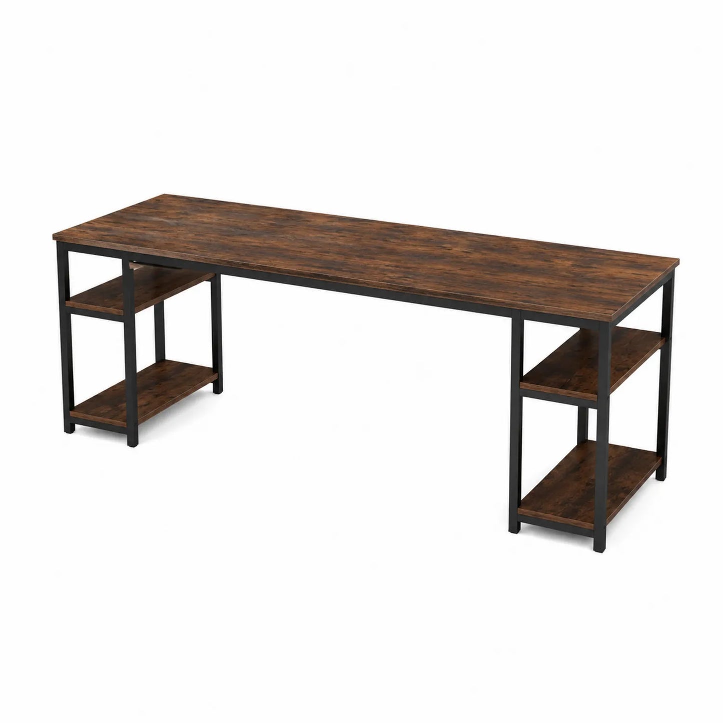 Escritorio de madera con estantes y estructura de metal 200x60x75 cm