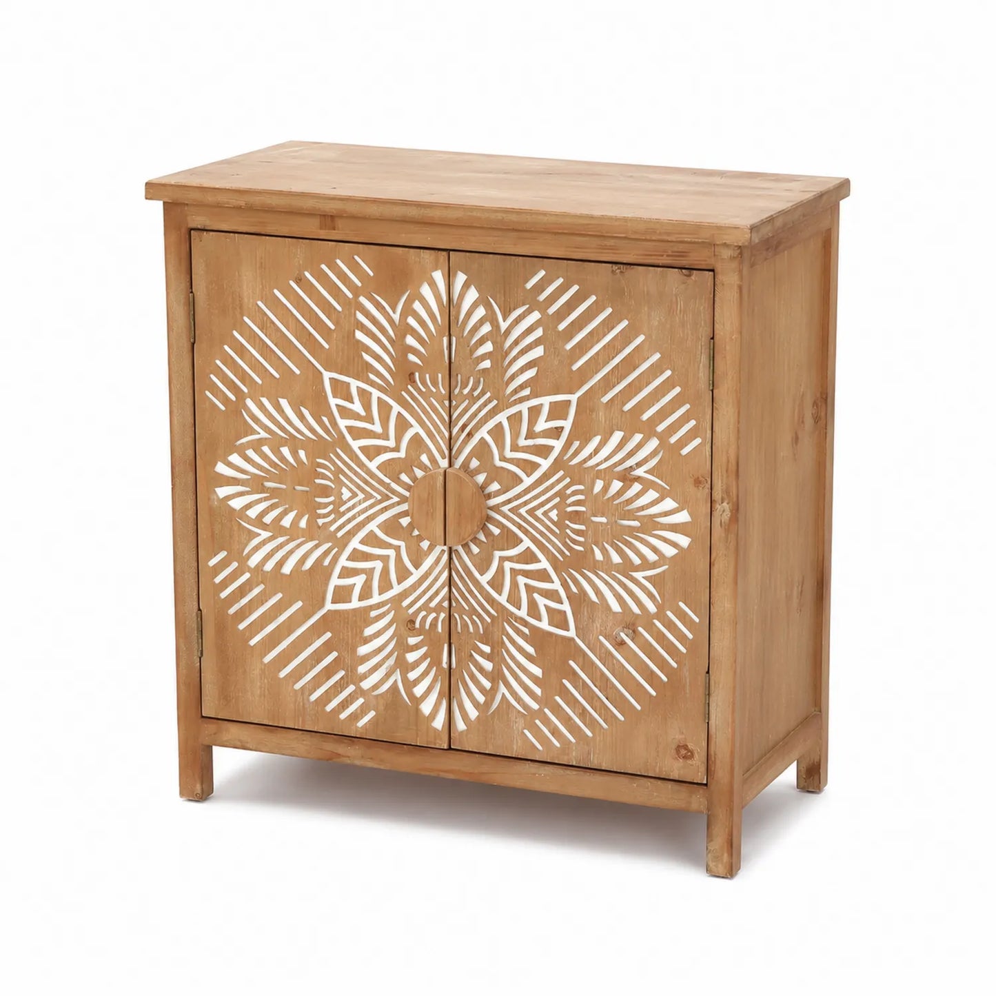 Aparador de Madera de Pino con Tallado Decorativo 80x35x90 cm