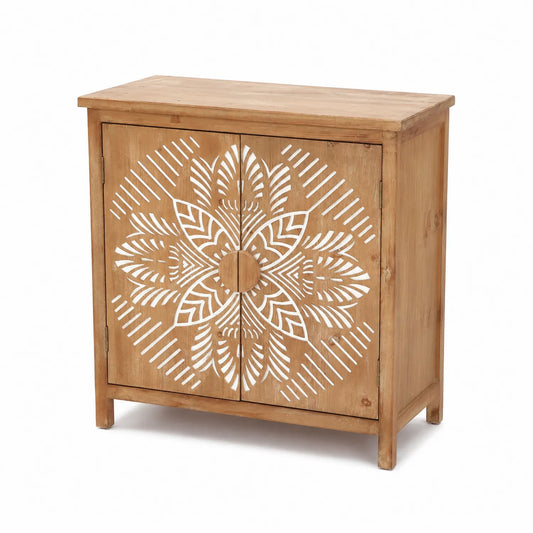 Aparador de Madera de Pino con Tallado Decorativo 80x35x90 cm