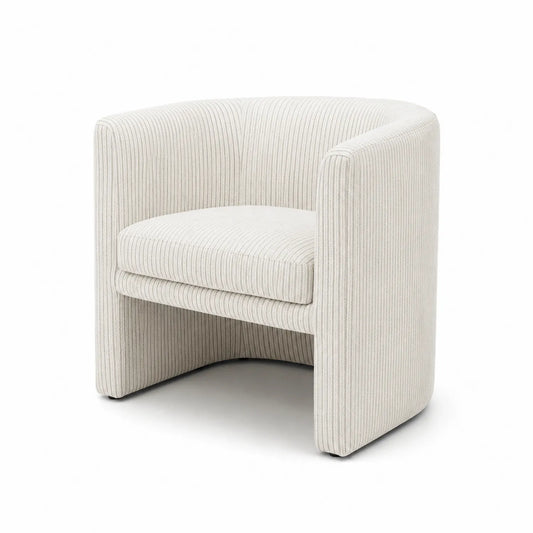 Sillón de Tela de Poliéster Beige Curvado