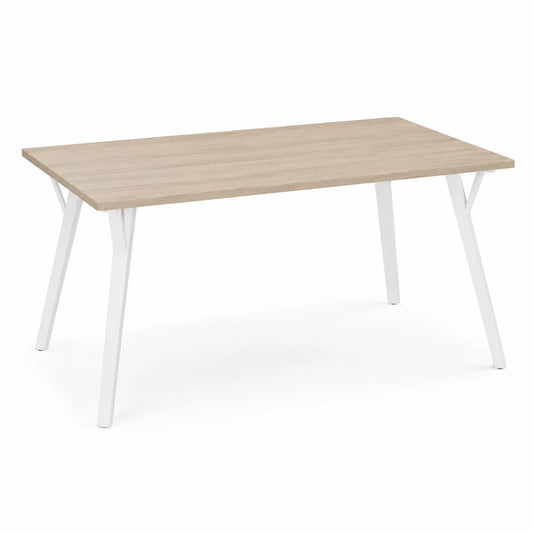 Mesa de comedor de MDF y metal blanco