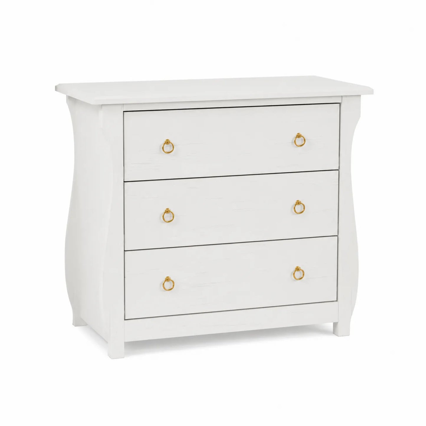 Cómoda de Madera con 3 Cajones y Tiradores Dorados