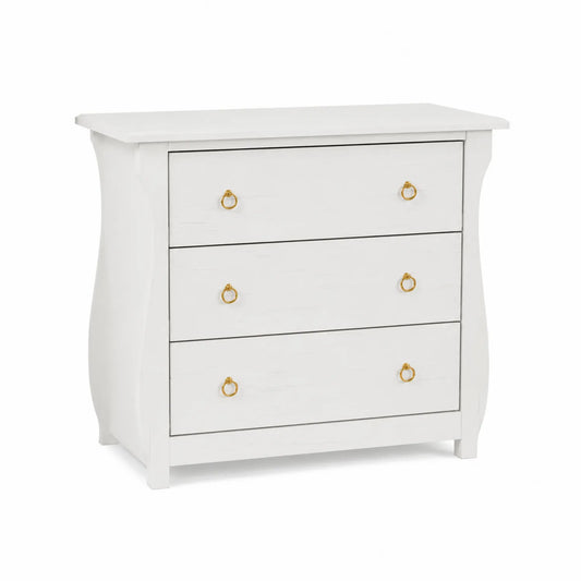 Cómoda de Madera con 3 Cajones y Tiradores Dorados