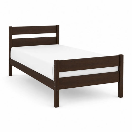 Cama individual de madera maciza Marrón 200x90 cm