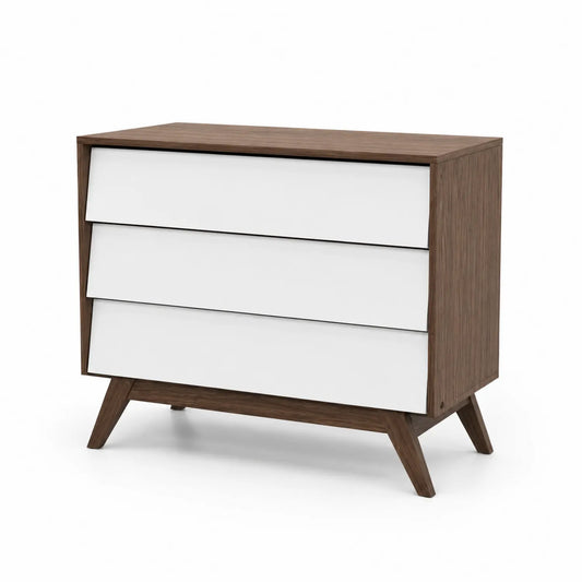 Cómoda de MDF con Tres Cajones Blanco y Marrón