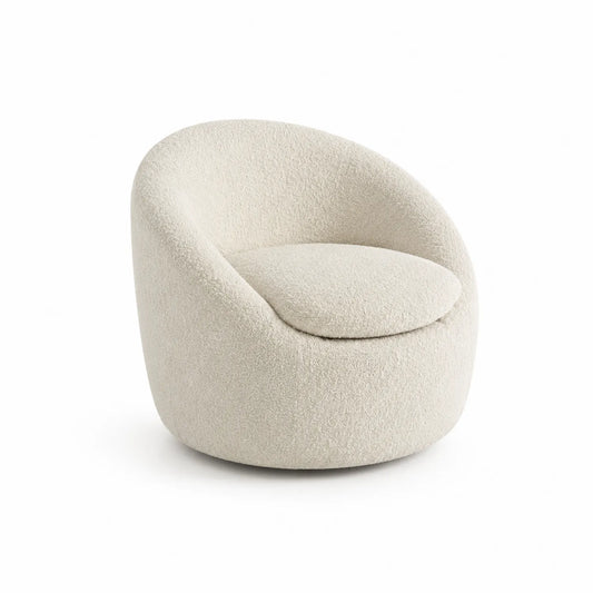 Silla giratoria de tela boucle color Crema 70x70x75 cm