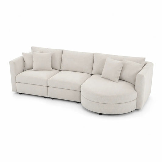 Sofá Modular en L de Poliéster Beige