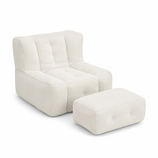 Set de Sillón y Reposapiés de Tela Beige