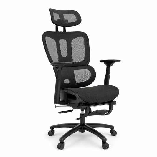Silla de oficina ergonómica con respaldo de malla negra