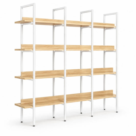 Estantería de madera y metal blanco 180x160x40 cm
