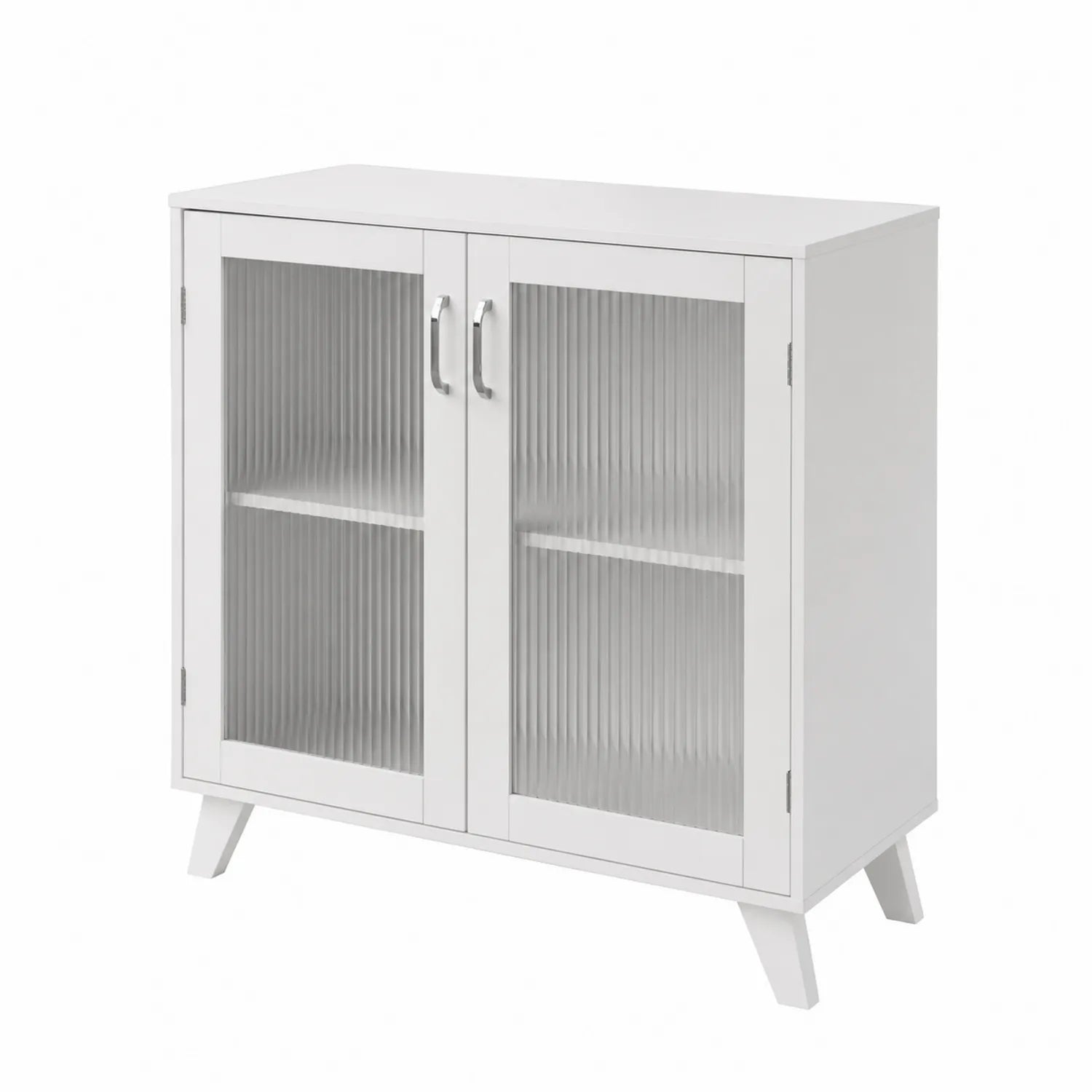 Aparador de madera con puertas de vidrio acanalado 80x40x90 cm