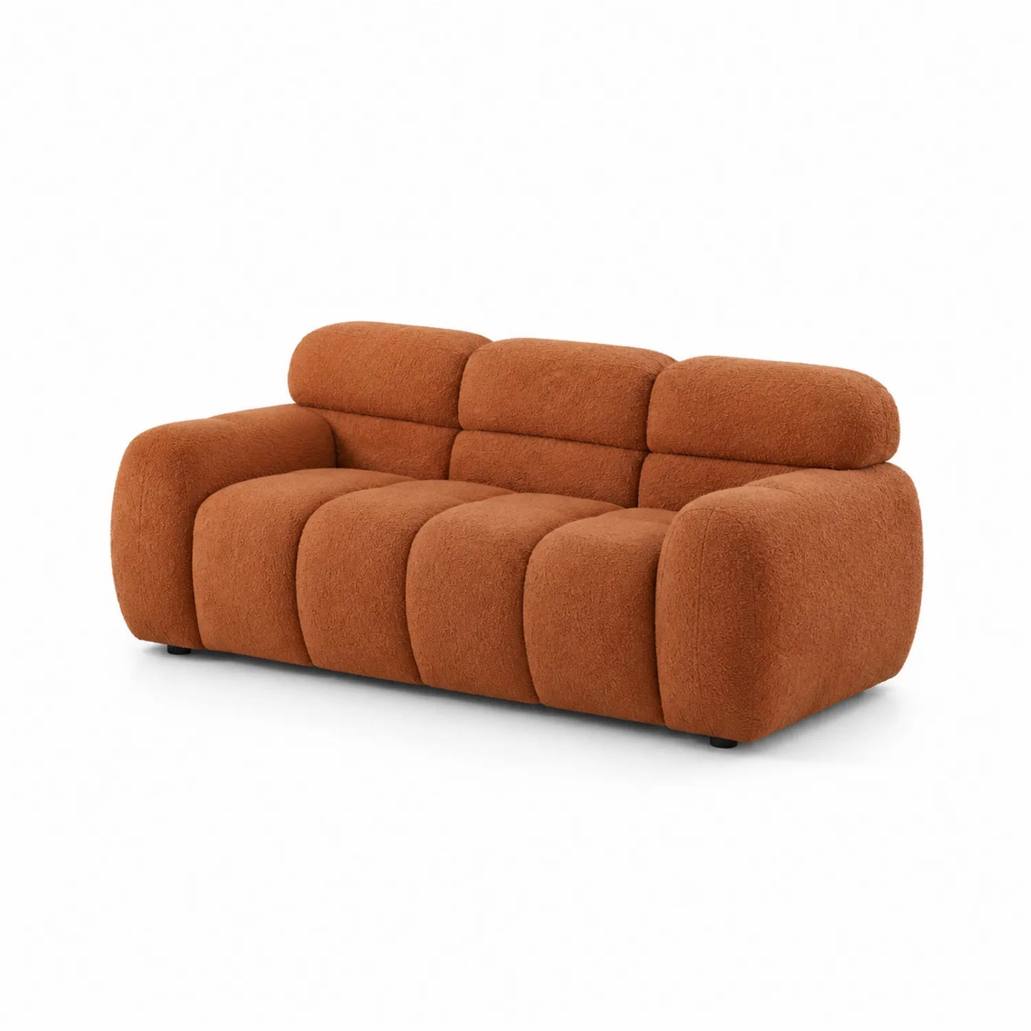 Sofá de tres plazas de tejido boucle marrón