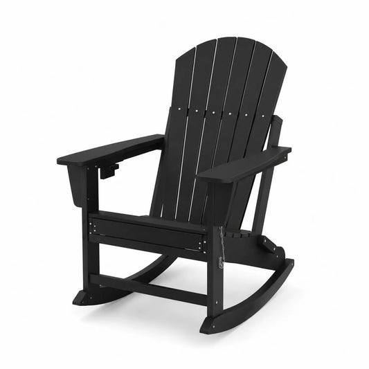 Silla mecedora de plástico reciclado negra