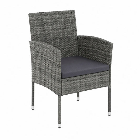 Silla de ratán sintético gris con cojín de poliéster
