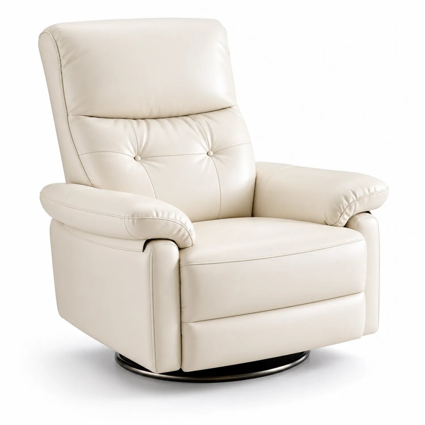Sillón reclinable giratorio de cuero sintético Beige 95x85x105 cm