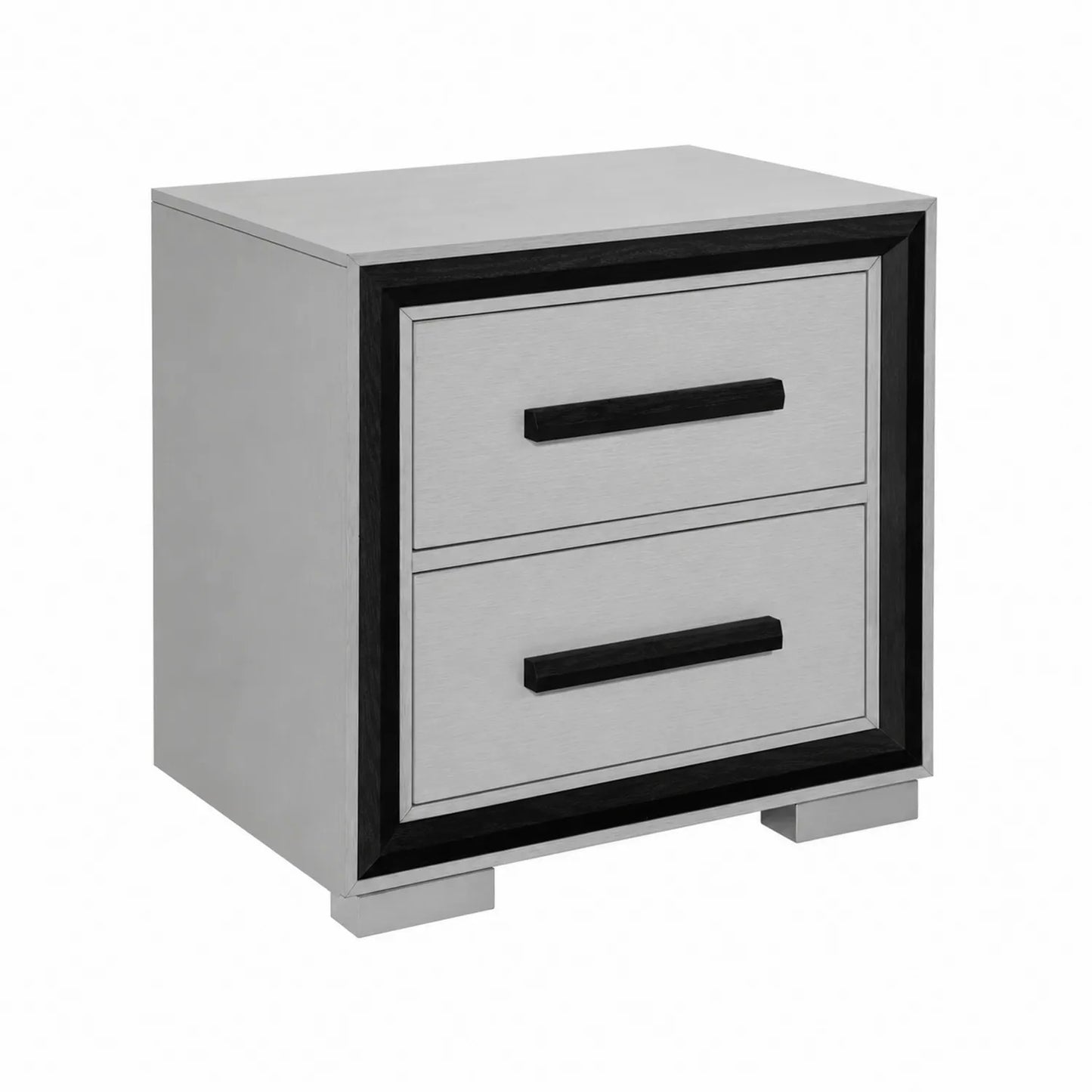 Mesita de noche MDF gris y negro con dos cajones