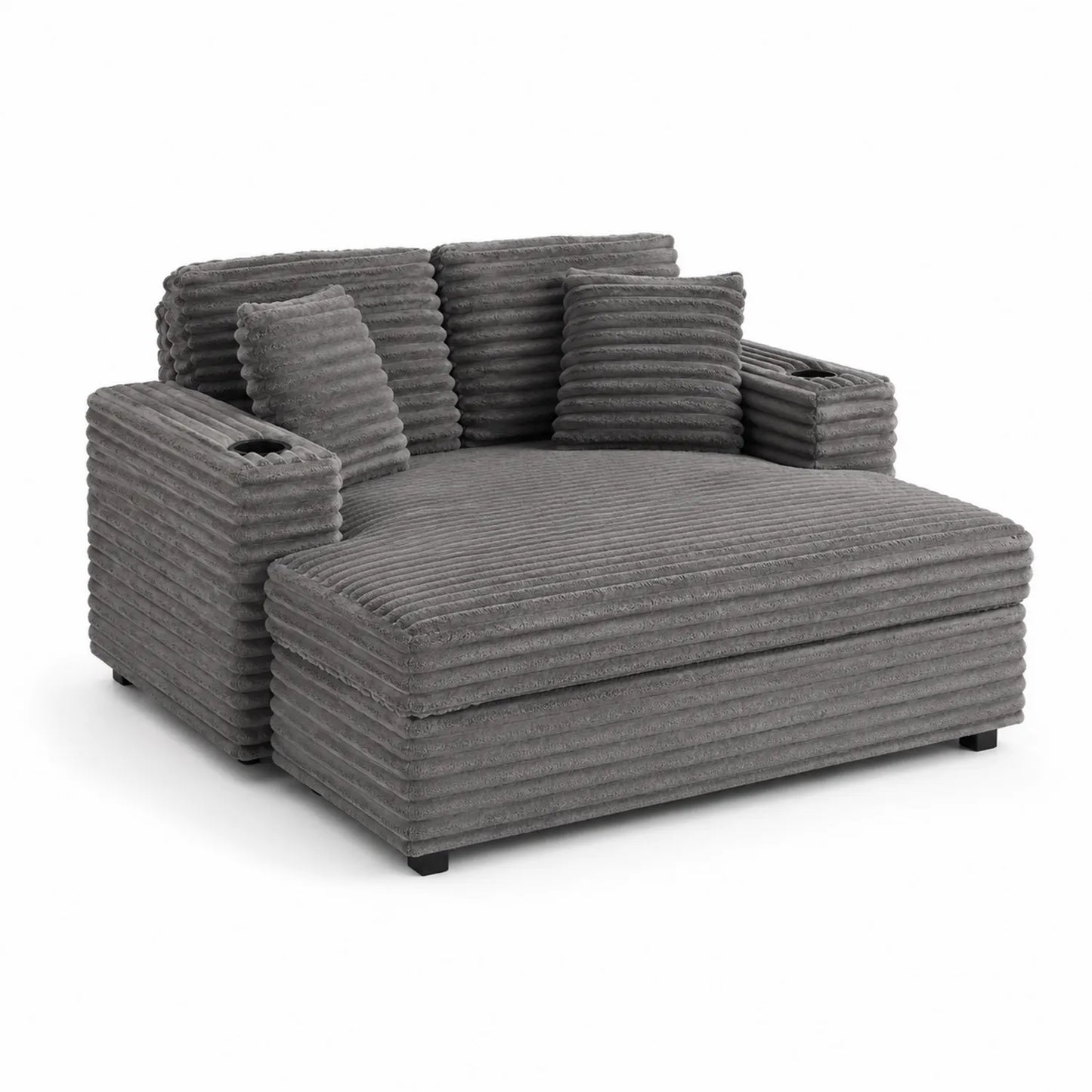 Sofá modular de chenilla gris 220x150x85 cm