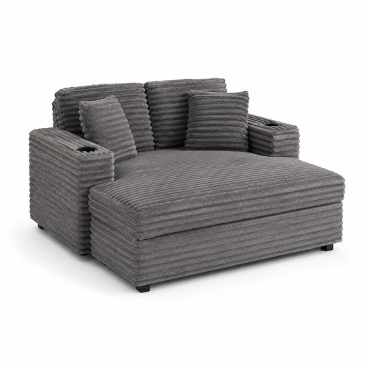 Sofá modular de chenilla gris 220x150x85 cm