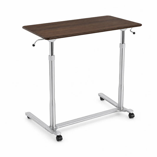 Mesa ajustable en altura de metal y madera con ruedas 80x40x70-90 cm